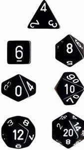 Dice Set Opaque Black/White (7) CHX25408