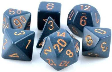 Dice Set Opaque Dusty Blue/Copper (7) CHX25426