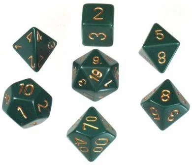 Dice Set Opaque Dusty Green/Copper (7) CHX25415