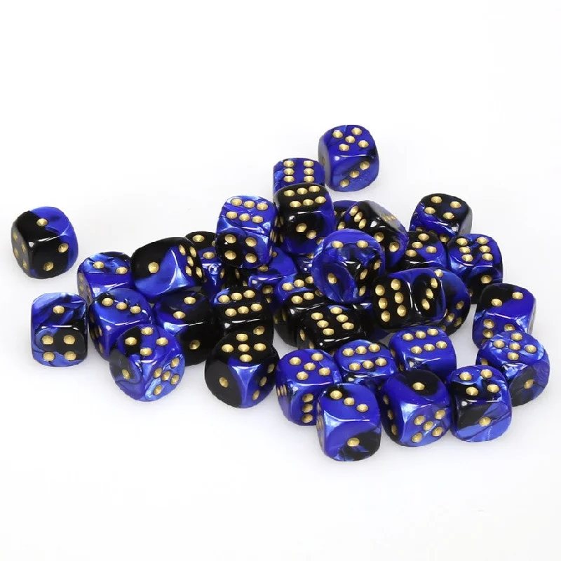 Gemini® 12mm d6 Black-Blue/gold Dice Block™ (36 dice)