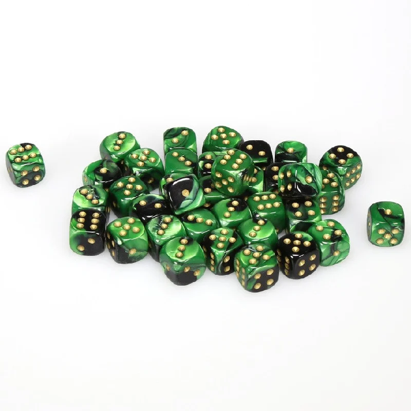 Gemini® 12mm d6 Black-Green/gold Dice Block™ (36 dice)