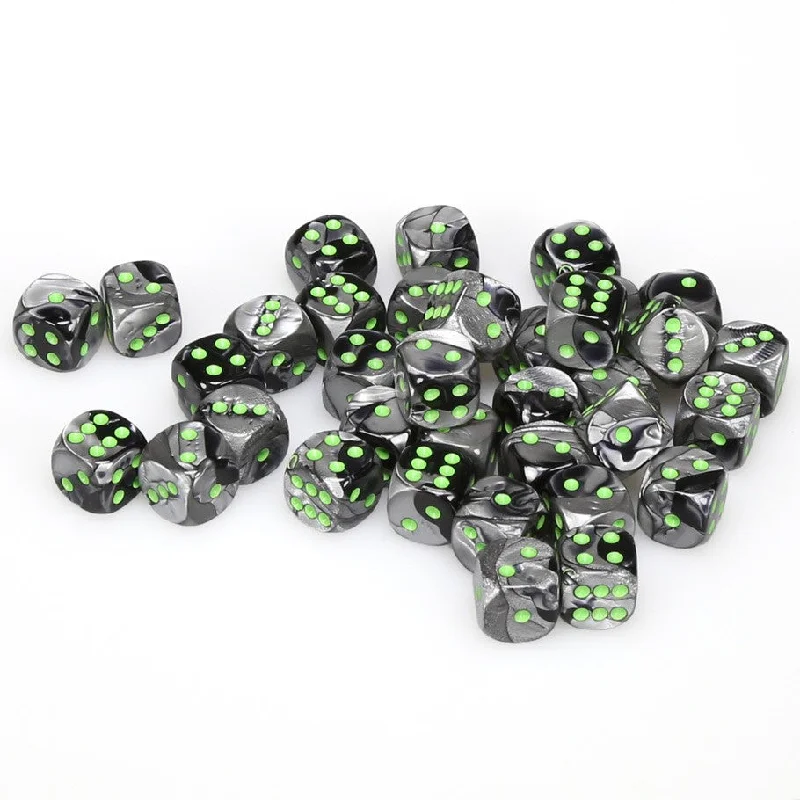 Gemini® 12mm d6 Black-Grey/green Dice Block™ (36 dice)