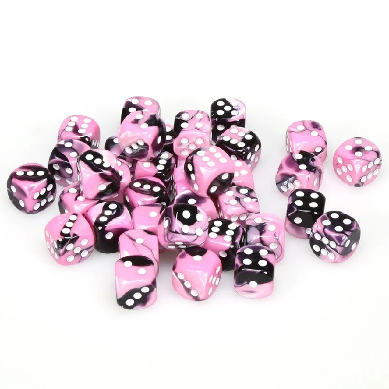 Gemini® 12mm d6 Black-Pink/white Dice Block™ (36 dice)