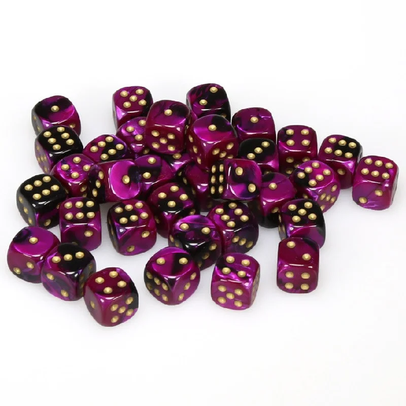 Gemini® 12mm d6 Black-Purple/gold Dice Block (36 dice)