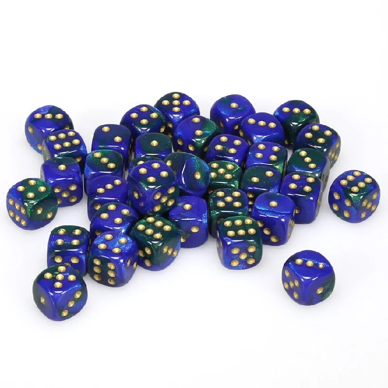 Gemini® 12mm d6 Blue-Green/gold Dice Block™ (36 dice)