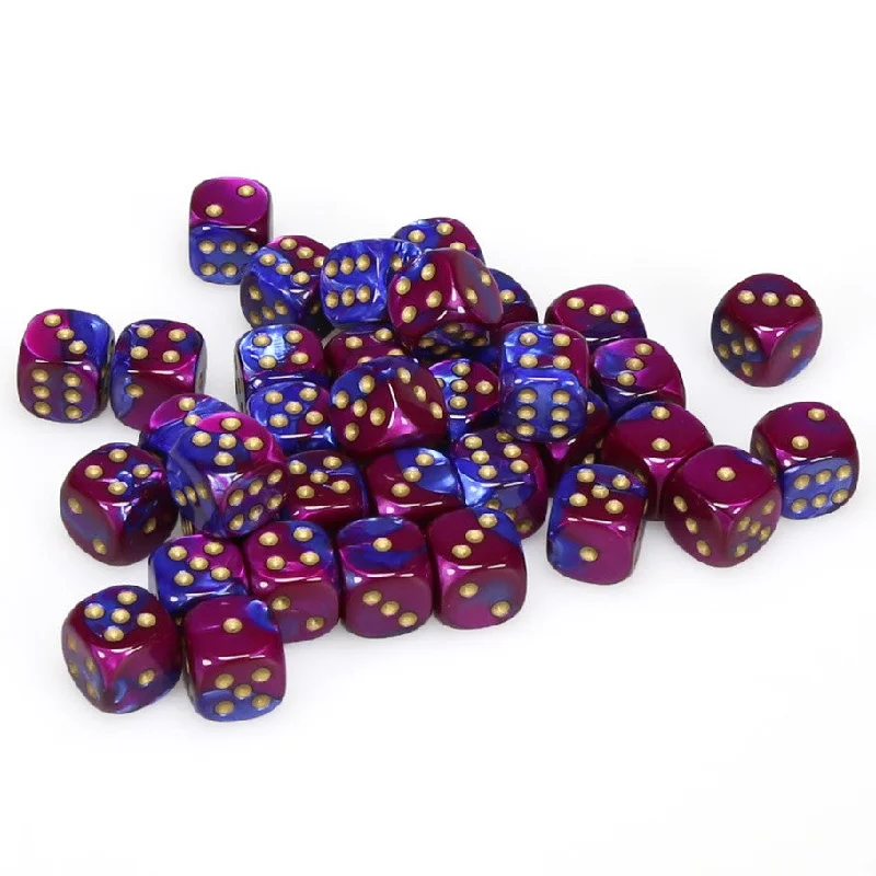 Gemini® 12mm d6 Blue-Purple/gold Dice Block (36 dice)