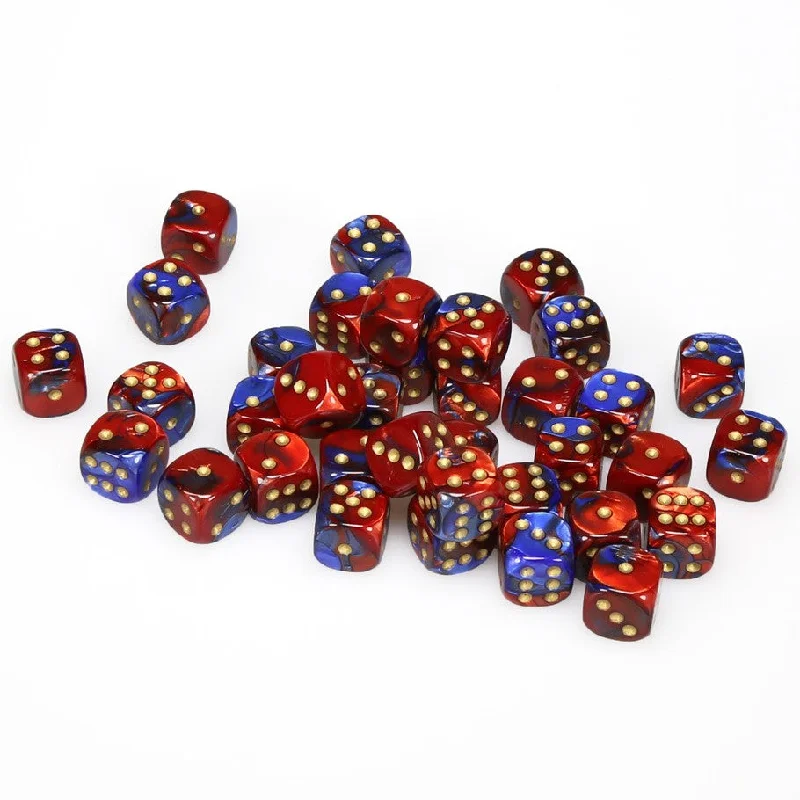 Gemini® 12mm d6 Blue-Red/gold Dice Block™ (36 dice)