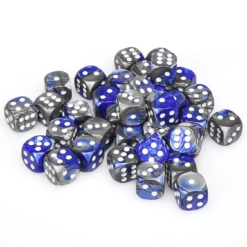 Gemini® 12mm d6 Blue-Steel/white Dice Block™ (36 dice)