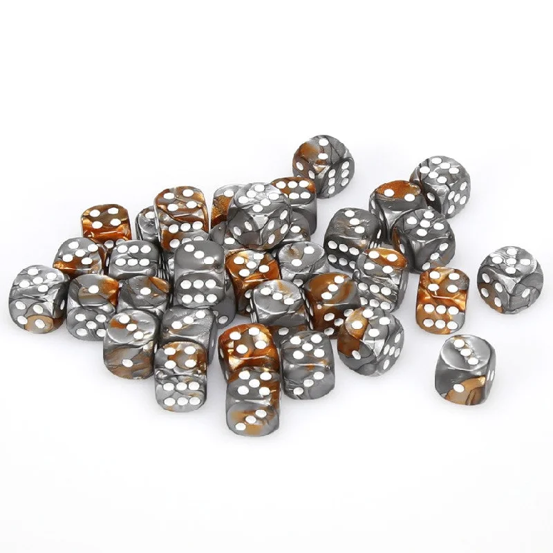 Gemini® 12mm d6 Copper-Steel/white Dice Block™ (36 dice)