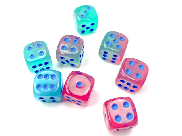 Gemini® 12mm d6 Gel Green-Pink/blue Luminary™ Dice Block™ (36 dice)