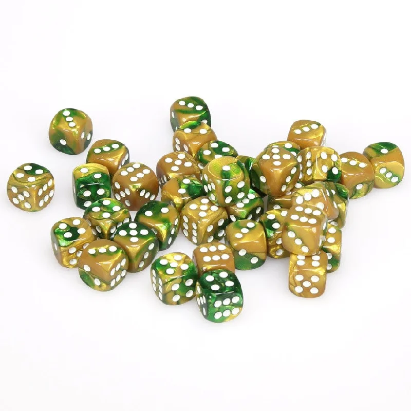 Gemini® 12mm d6 Gold-Green/white Dice Block™ (36 dice)