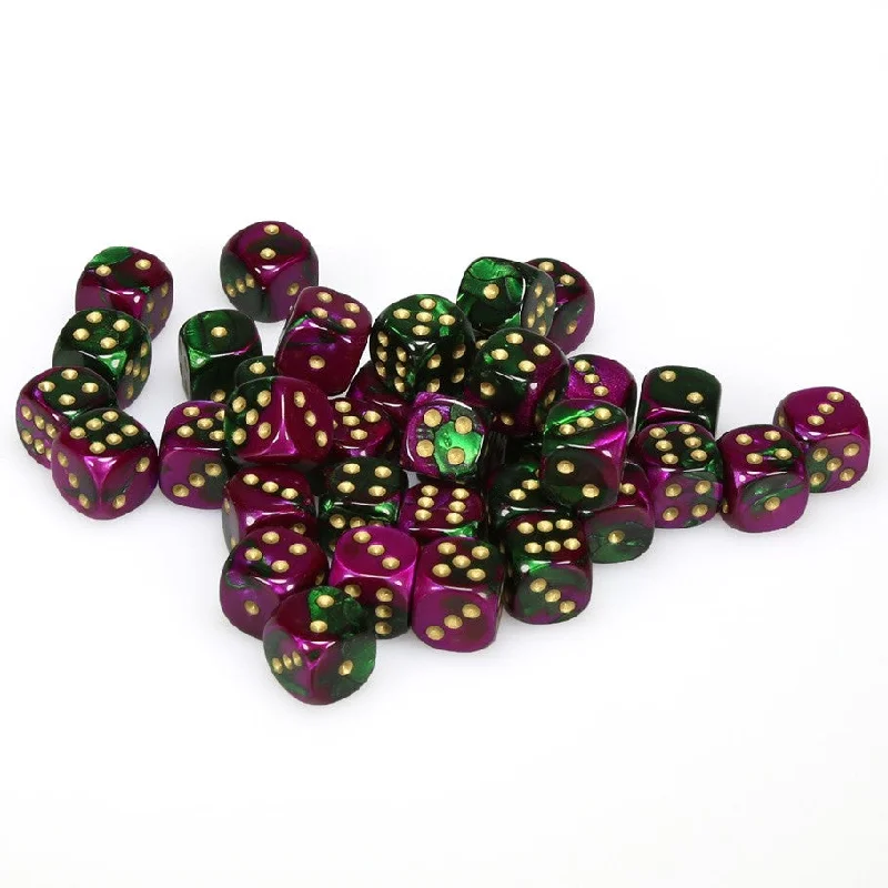 Gemini® 12mm d6 Green-Purple/gold Dice Block™ (36 dice)