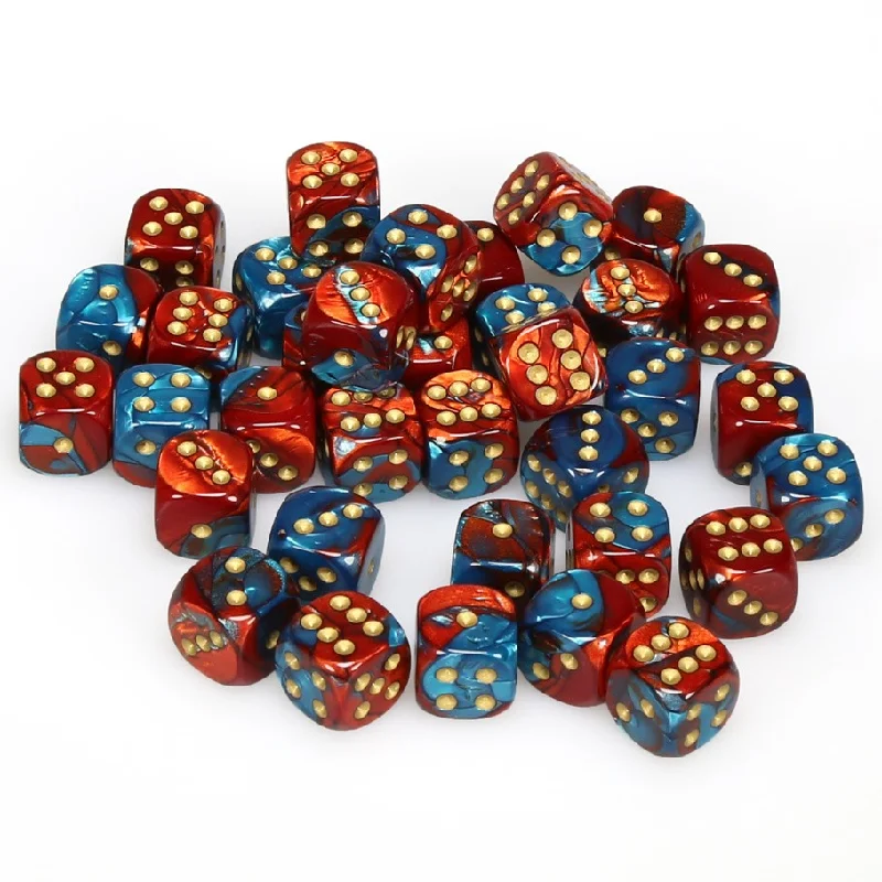 Gemini® 12mm d6 Red-Teal/gold Dice Block™ (36 dice)