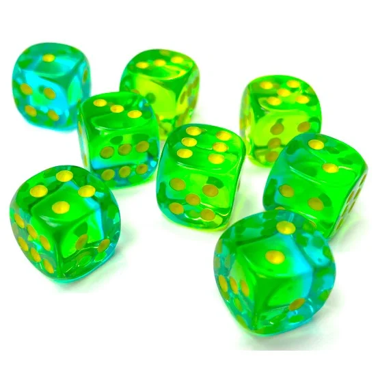 Gemini® 12mm d6 Translucent Green-Teal/yellow Dice Block™ (36 dice)