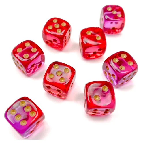 Gemini® 12mm d6 Translucent Red-Violet/gold Dice Block™ (36 dice)