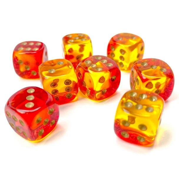 Gemini® 12mm d6 Translucent Red-Yellow/gold Dice Block™ (36 dice)