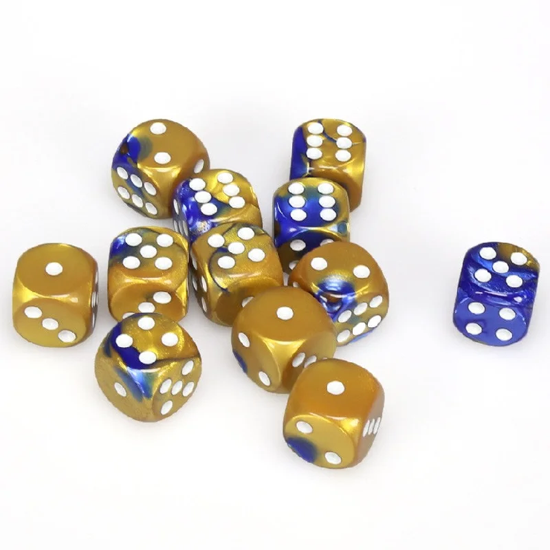 Gemini® 16mm d6 Blue-Gold/white Dice Block™ (12 dice)