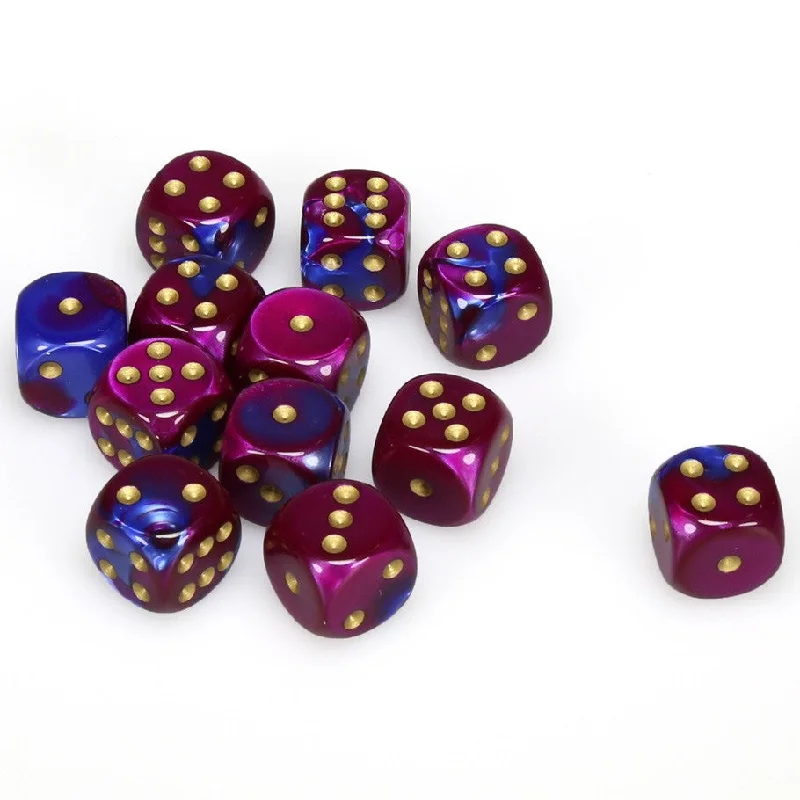 Gemini® 16mm d6 Blue-Purple/gold Dice Block™ (12 dice)