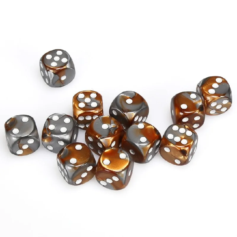 Gemini® 16mm d6 Copper-Steel/white Dice Block™ (12 dice)