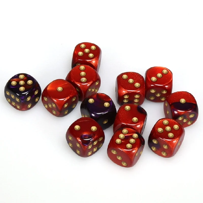 Gemini® 16mm d6 Purple-Red/gold Dice Block™ (12 dice)