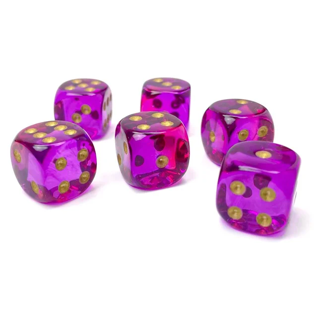 Gemini® 16mm d6 Translucent Red-Violet/gold Dice Block™ (12 dice)