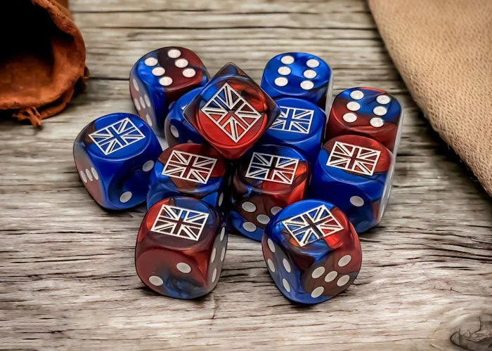 Great Britain War Dice Gemini® Blue-Red/white 16mm d6 Dice Block (12 dice)