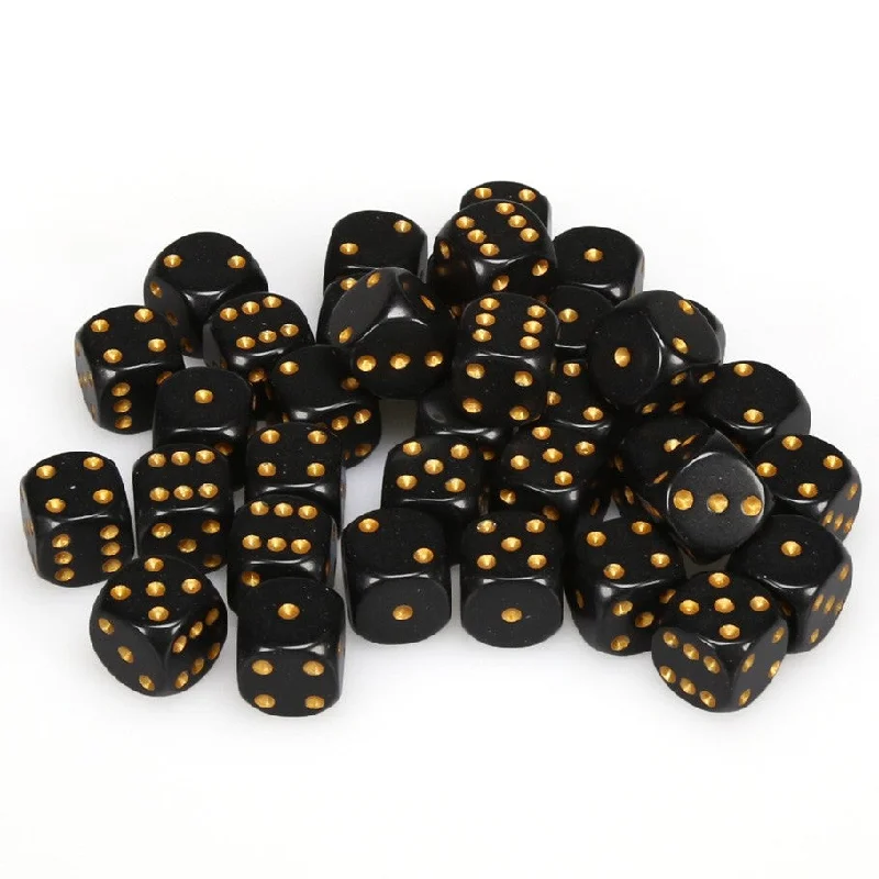 Opaque 12mm d6 Black/gold Dice Block™ (36 dice)