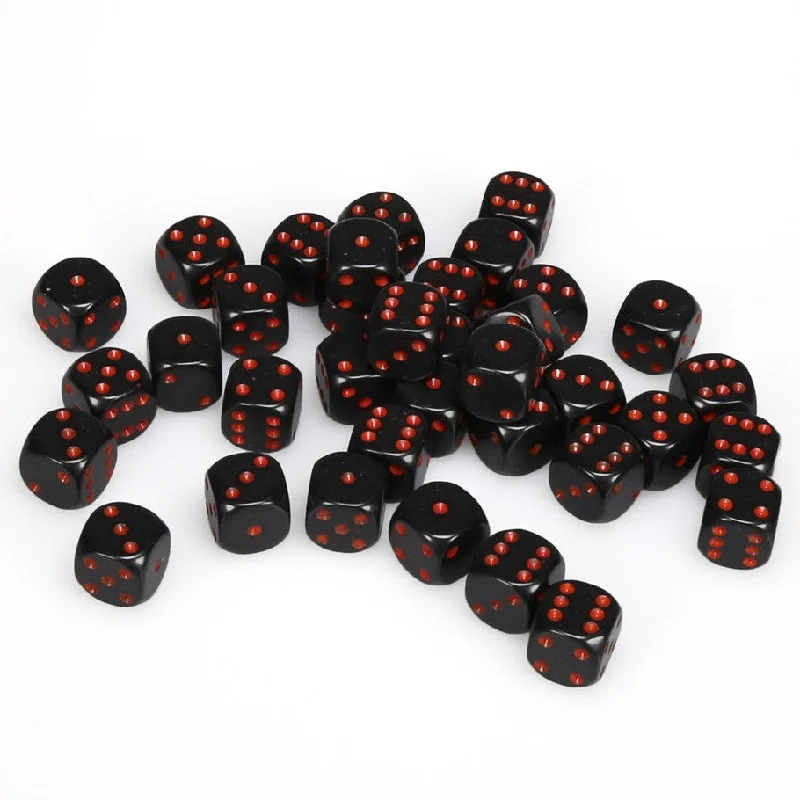 Opaque 12mm d6 Black/red Dice Block™ (36 dice)