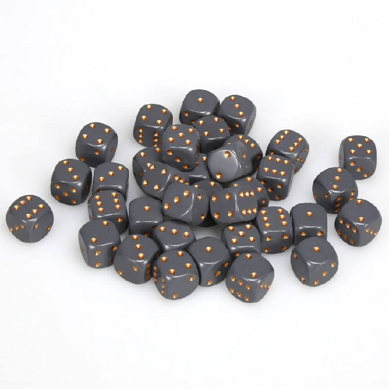 Opaque 12mm d6 Dark Grey/copper Dice Block™ (36 dice)