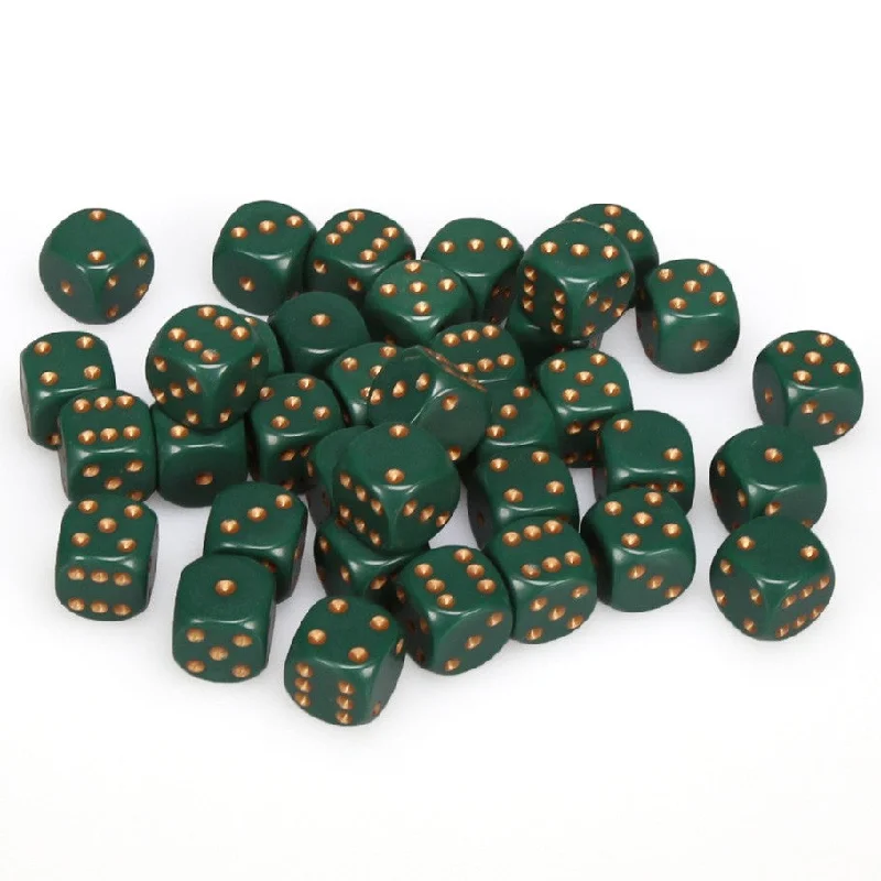 Opaque 12mm d6 Dusty Green/copper Dice Block™ (36 dice)