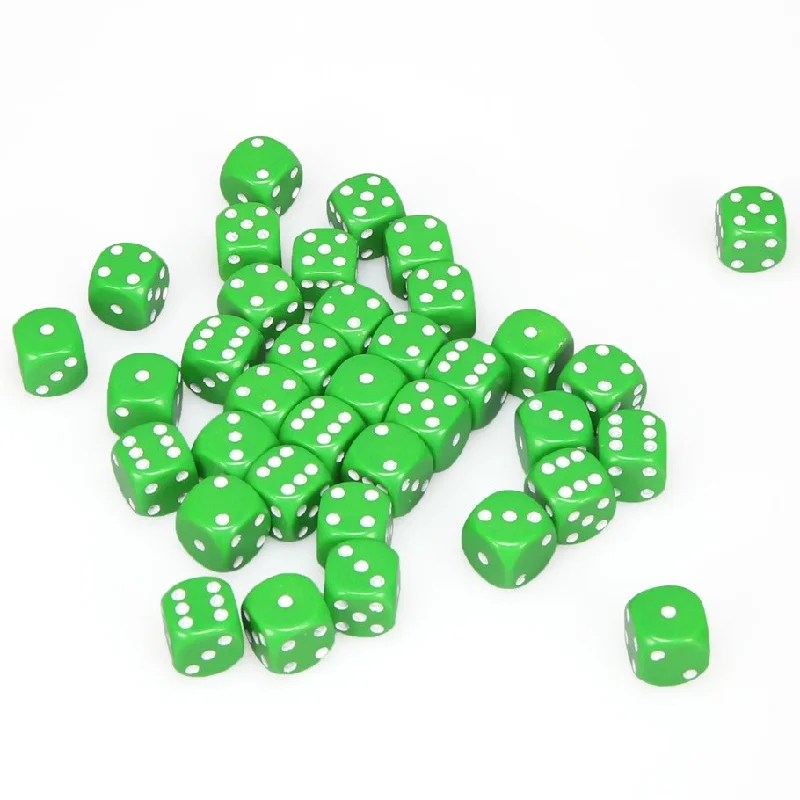 Opaque 12mm d6 Green/white Dice Block™ (36 dice)