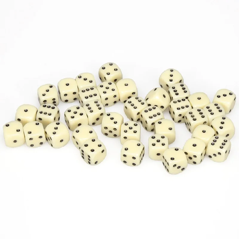 Opaque 12mm d6 Ivory/black Dice Block™ (36 dice)