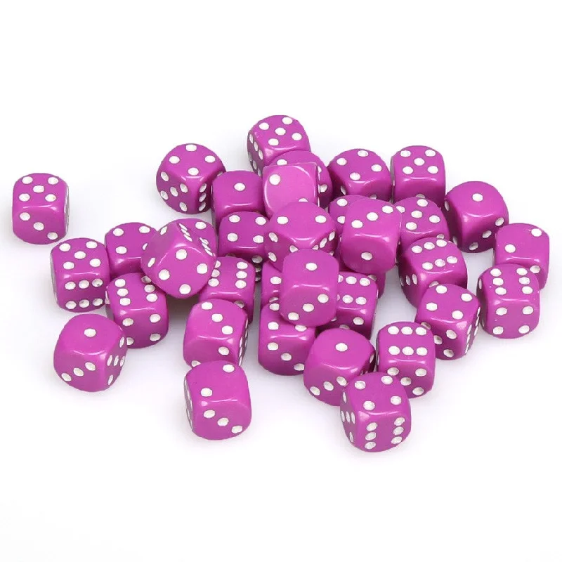 Opaque 12mm d6 Light Purple/white Dice Block™ (36 dice)