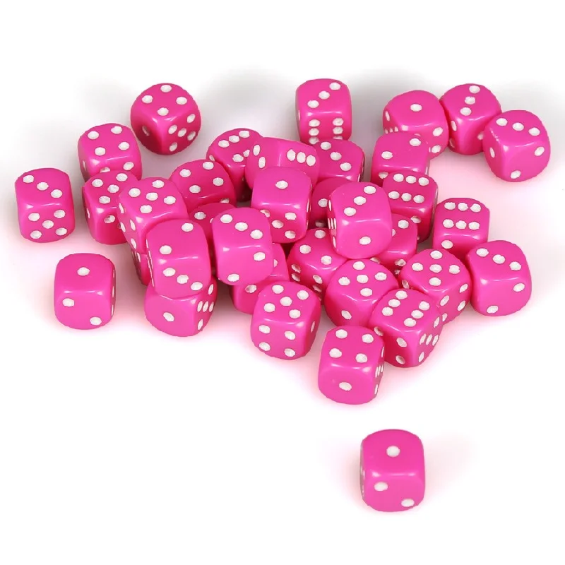 Opaque 12mm d6 Pink/white Dice Block™ (36 dice)