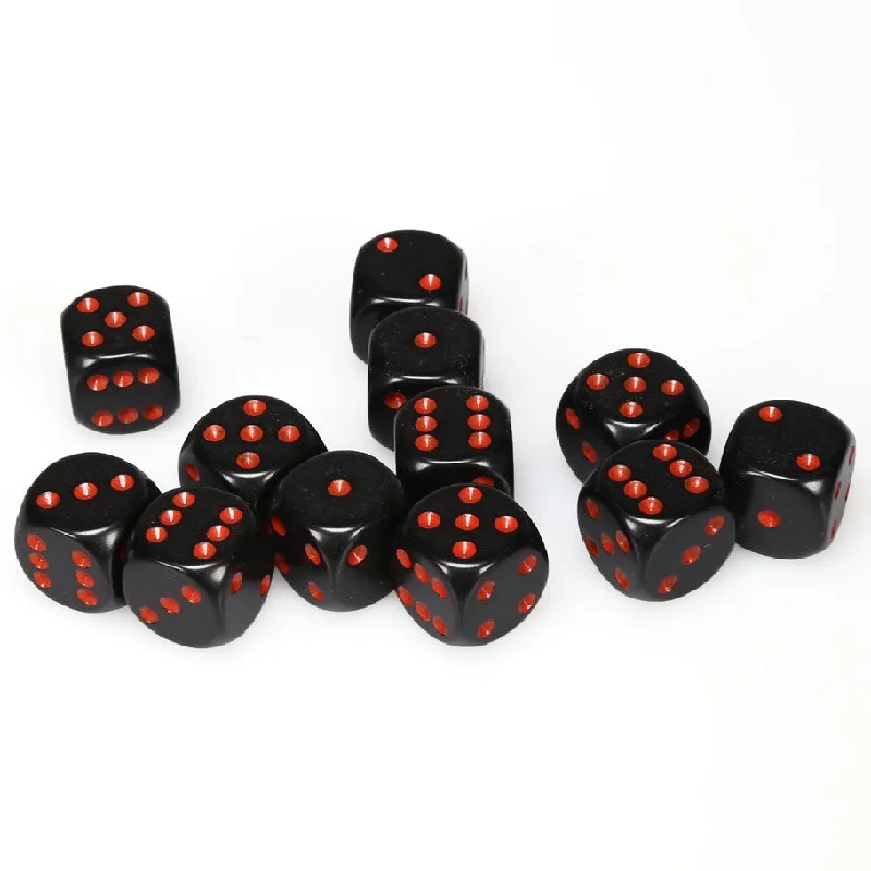 Opaque 16mm d6 Black/red Dice Block™ (12 dice)