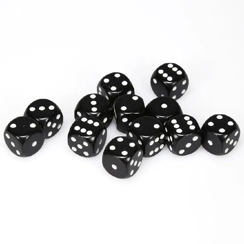 Opaque 16mm d6 Black/white Dice Block™ (12 dice)