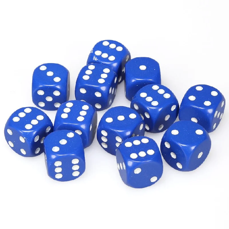 Opaque 16mm d6 Blue/white Dice Block™ (12 dice)