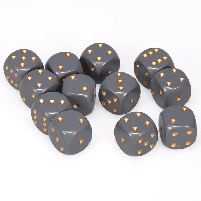 Opaque 16mm d6 Dark Grey/copper Dice Block™ (12 dice)