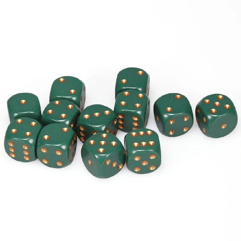 Opaque 16mm d6 Dusty Green/copper Dice Block™ (12 dice)