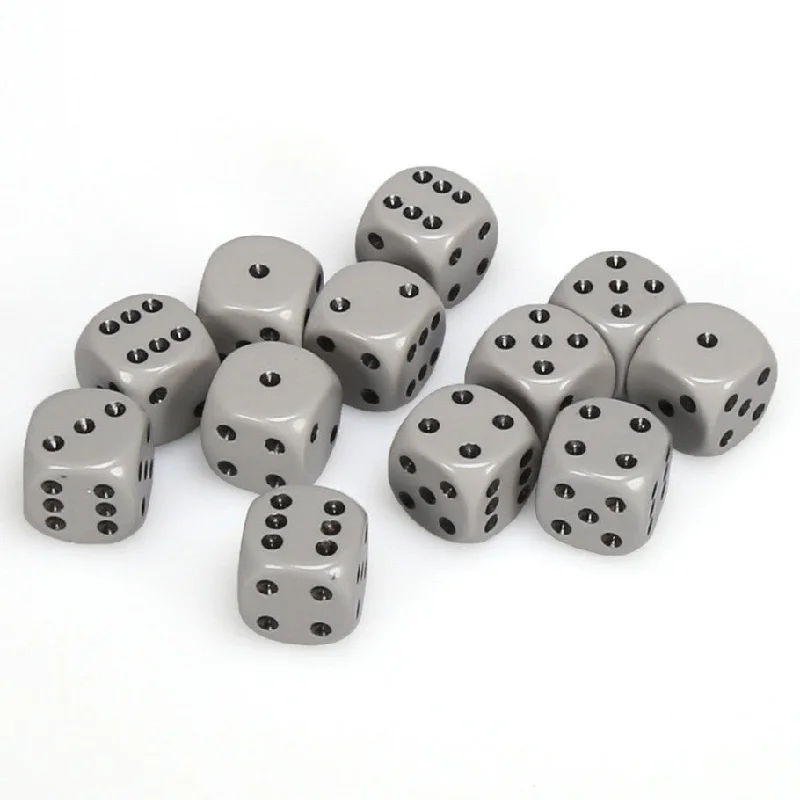 Opaque 16mm d6 Grey/black Dice Block™ (12 dice)