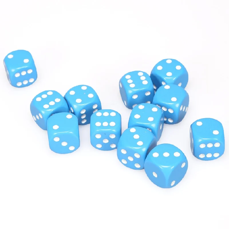 Opaque 16mm d6 Light Blue/white Dice Block™ (12 dice)