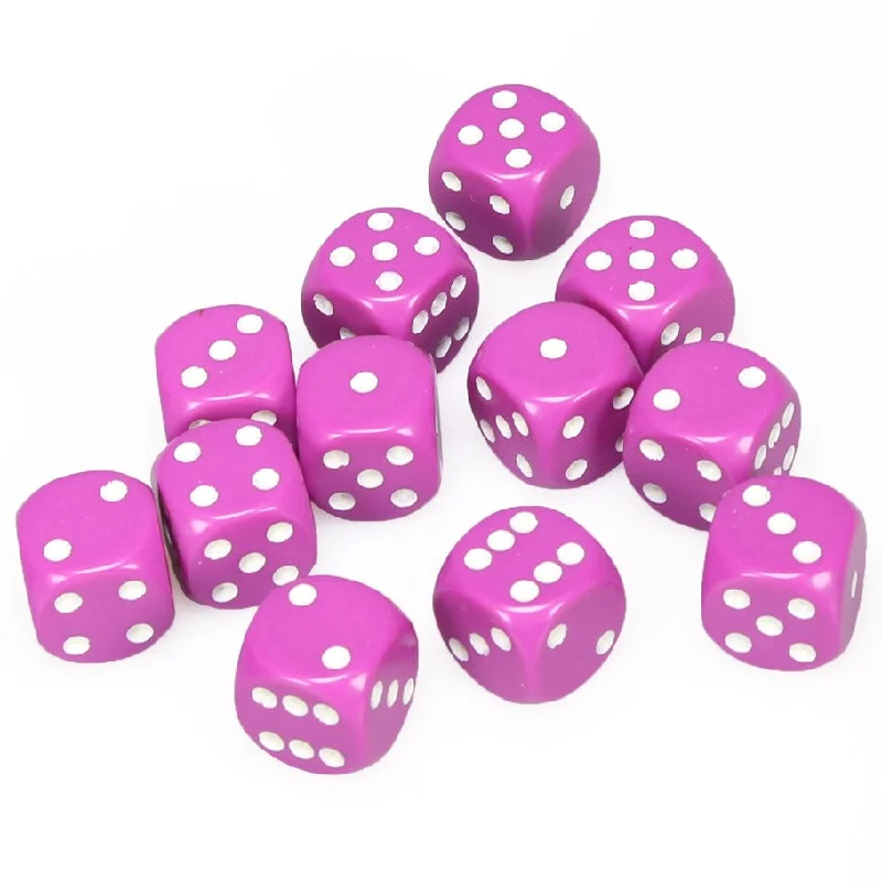 Opaque 16mm d6 Lt Purple/white Dice Block™ (12 dice)