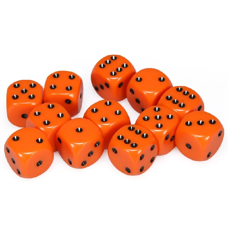 Opaque 16mm d6 Orange/black Dice Block™ (12 dice)