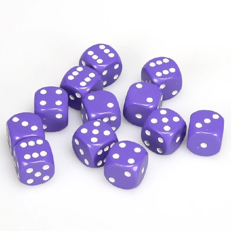 Opaque 16mm d6 Purple/white Dice Block™ (12 dice)