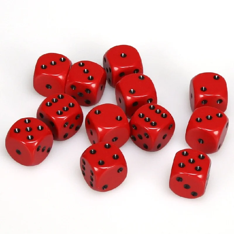 Opaque 16mm d6 Red/black Dice Block™ (12 dice)