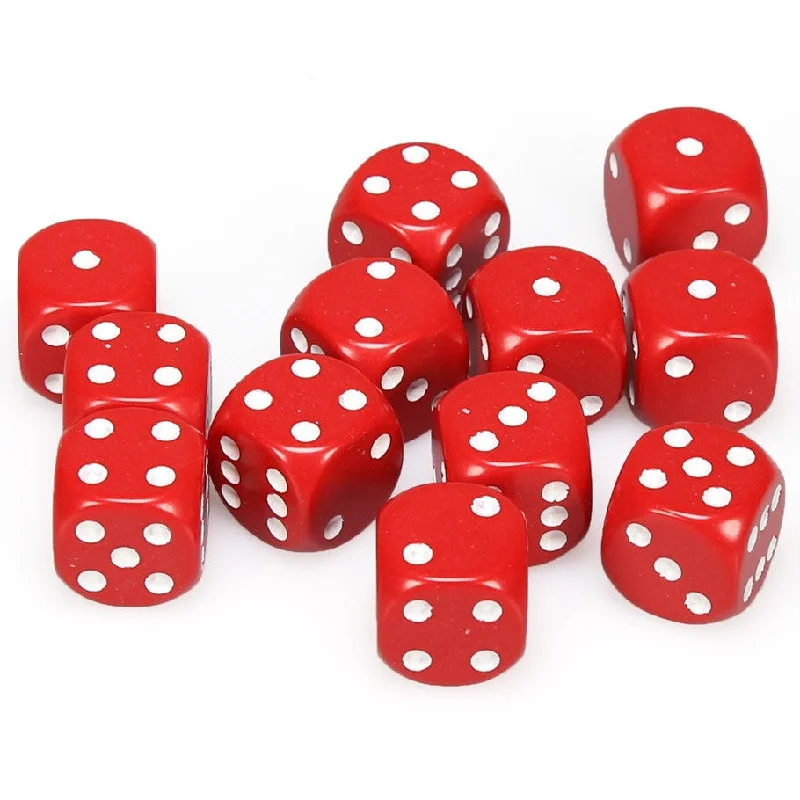 Opaque 16mm d6 Red/white Dice Block™ (12 dice)