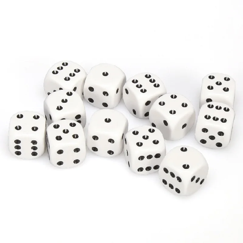 Opaque 16mm d6 White/black Dice Block™ (12 dice)