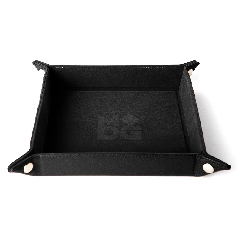 FanRoll MET Velvet Folding Dice Tray w/ Leather Backing - Black