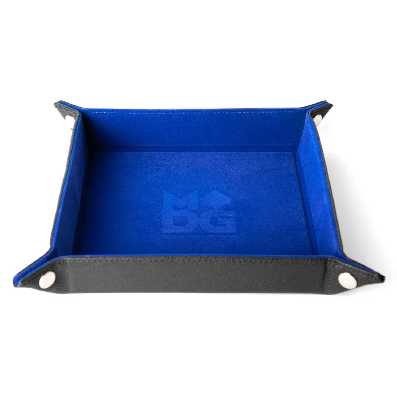 FanRoll MET Velvet Folding Dice Tray w/ Leather Backing - Blue