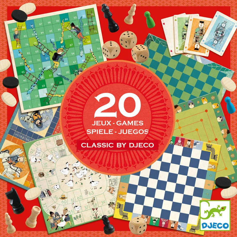 20 Assorted Traditional Board Games Set by Djeco